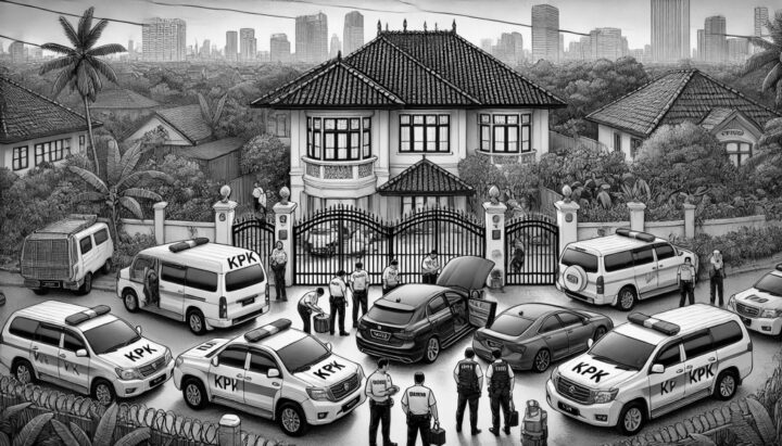 Ilustrasi penggeledahan KPK pada sebuah rumah 